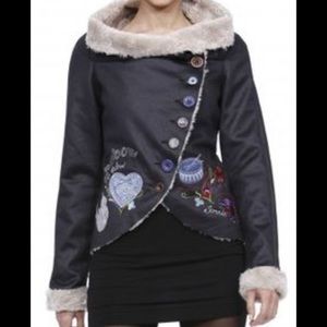 Desigual designer jacket. Sherpa fleece lining.